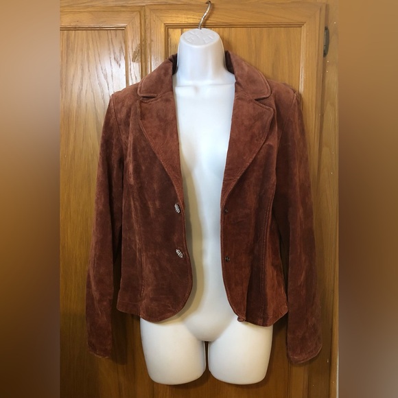Vintage Suede Leather Jacket by Live A Little Size M Medium Y2K - Picture 2 of 8